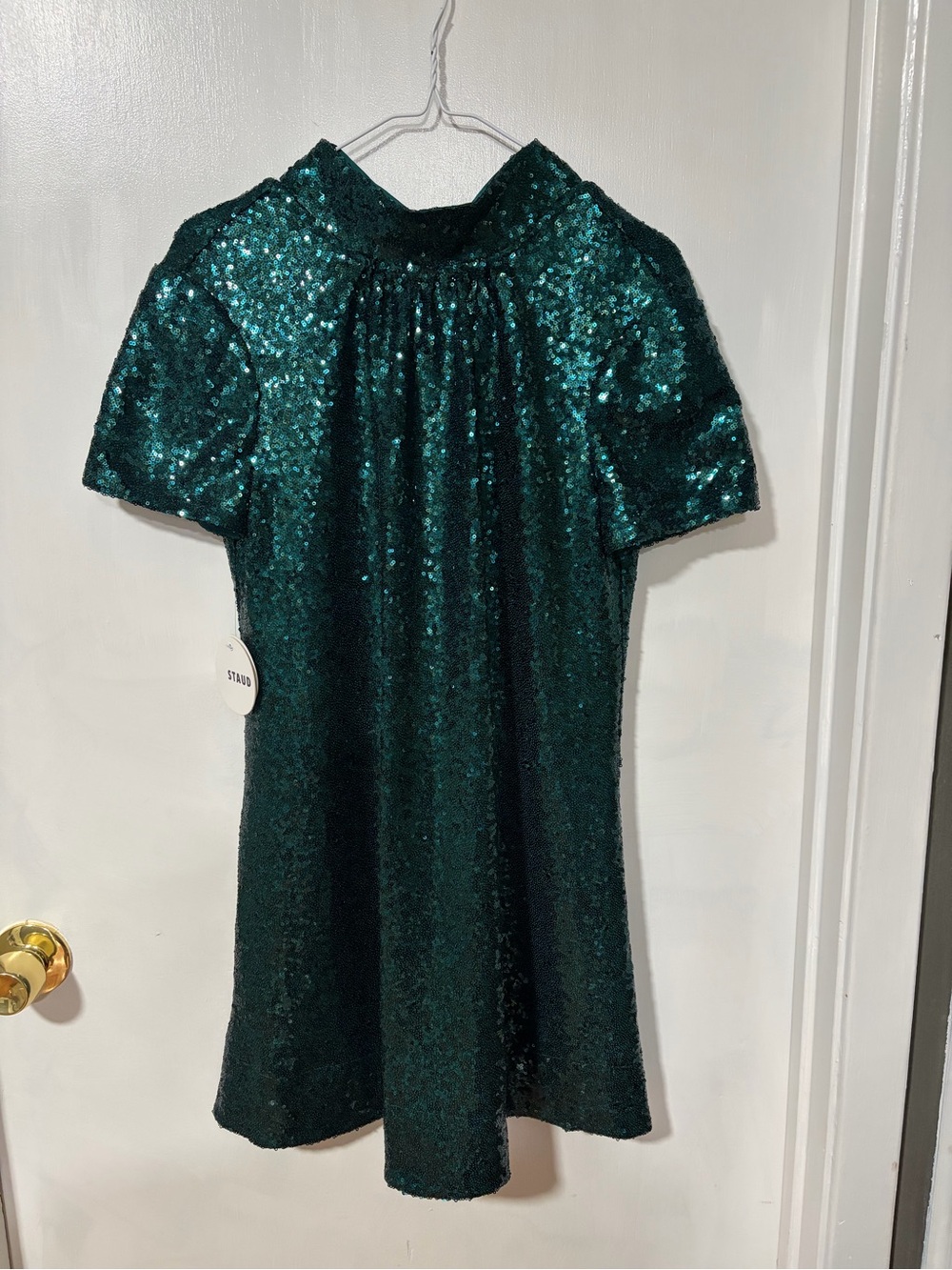 NWT Staud Ilana Sequin Mini Dress in Emerald (M)